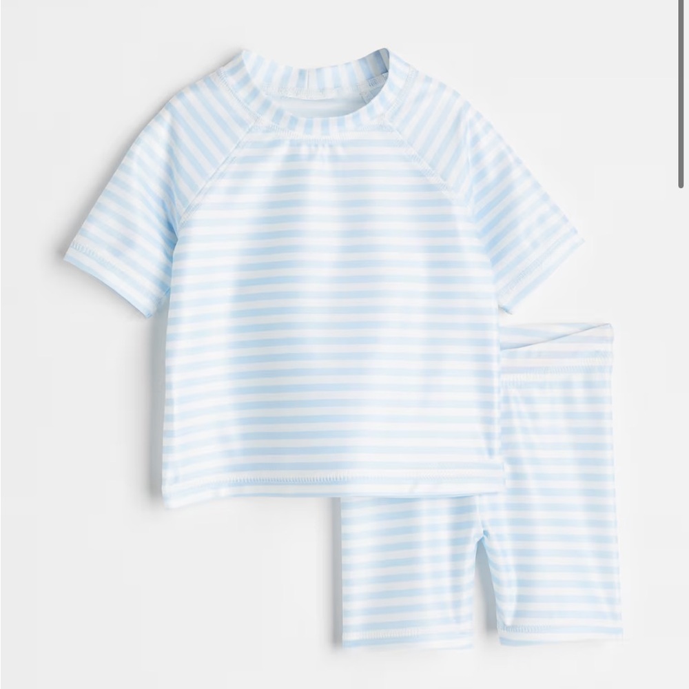 H&M. Kids Blue and White Striped Swim Set. Size 2T. Small stain as seen in photo